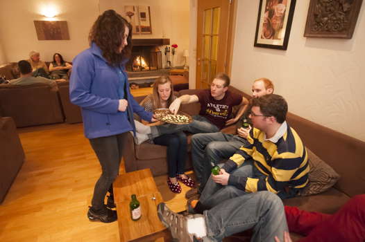 Serving canapes in the Chalet Rosa