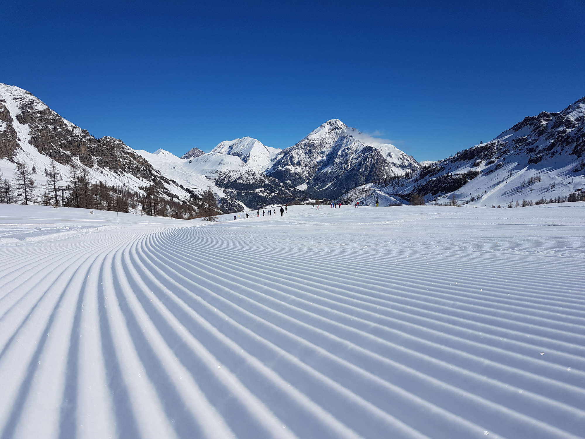 Corduroy slopes in Montgenevre