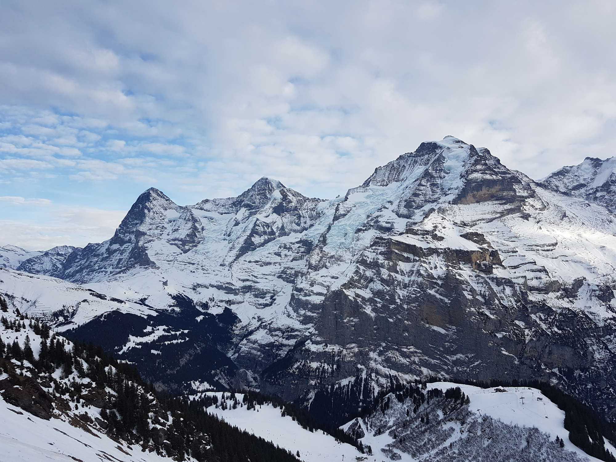 in Lauterbrunnen The Jungfrau peaks of the Eiger, Mönch and Jungfrau
