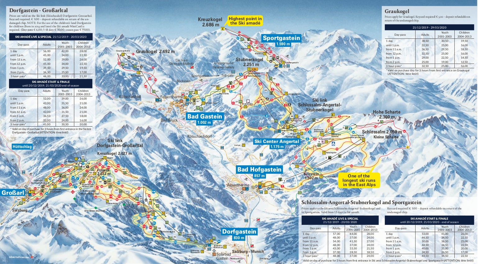 Bad Gastein Austria Ski Miquel   Gastein Piste Map 2020 