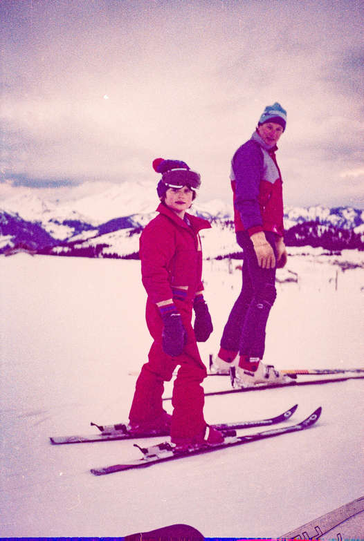 Ralph and his dad together on the snowy slopes