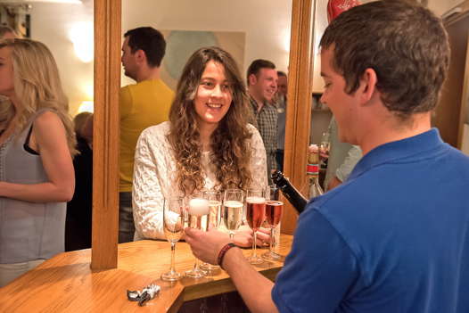 Serving drinks in the Chalet Christina