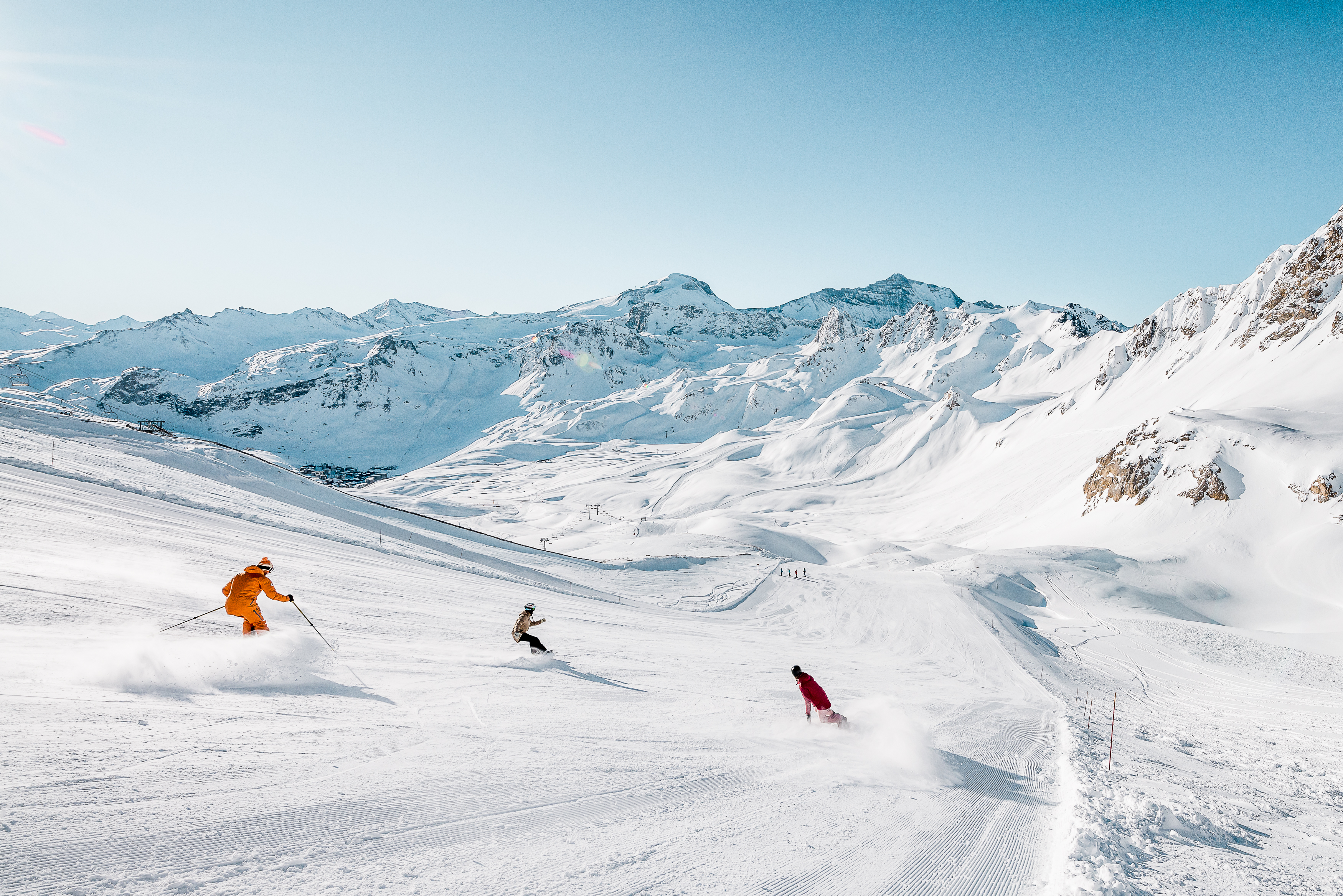 Skiers in Tignes