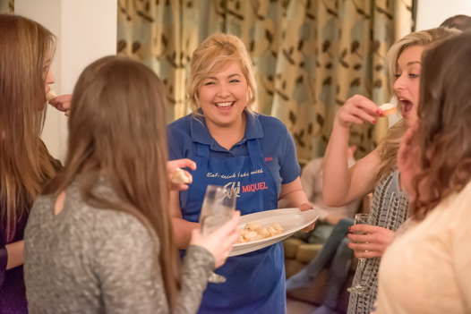 Serving canapes in the Chalet Christina