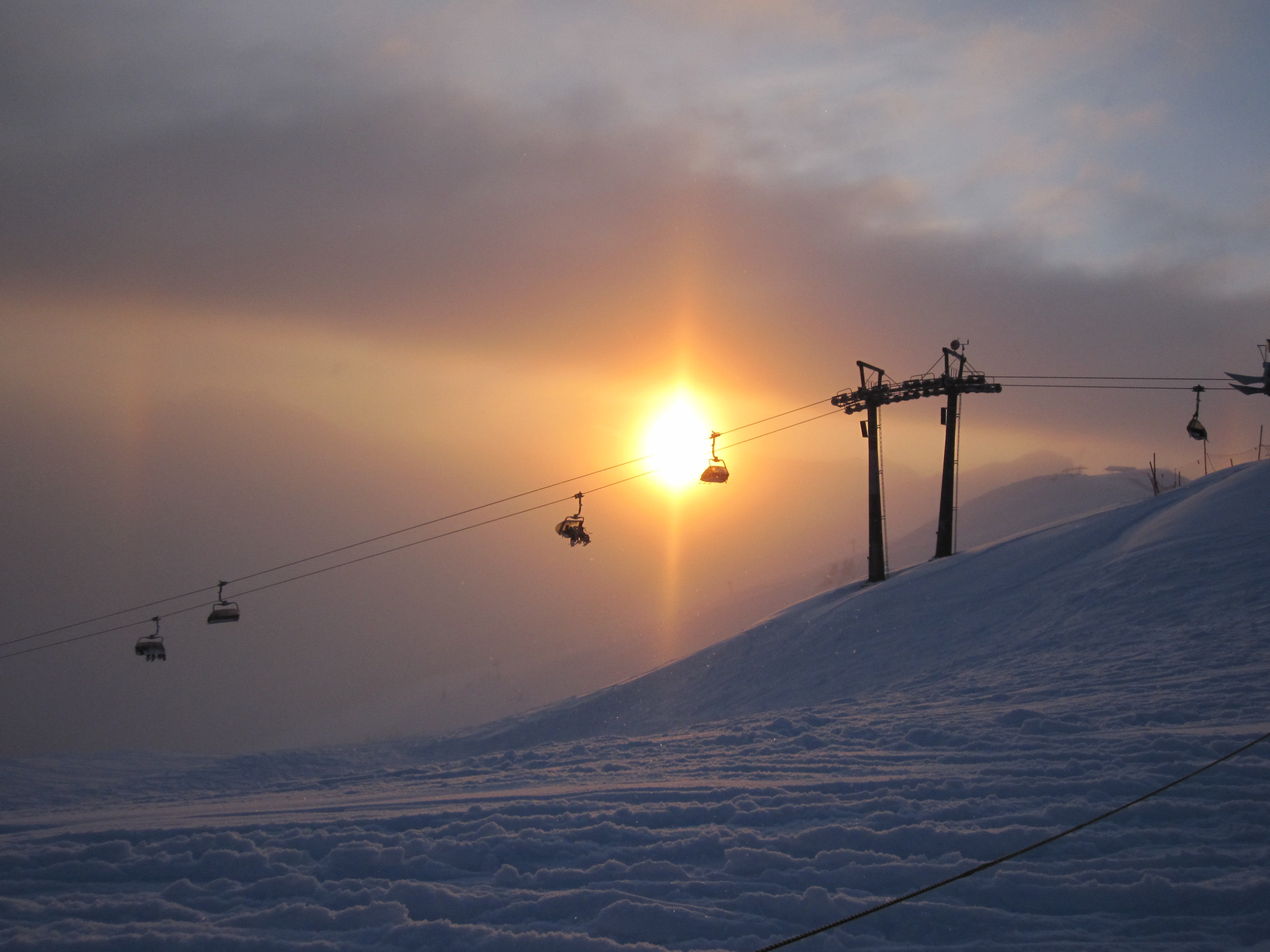 Chairlift and sunset in Saalbach