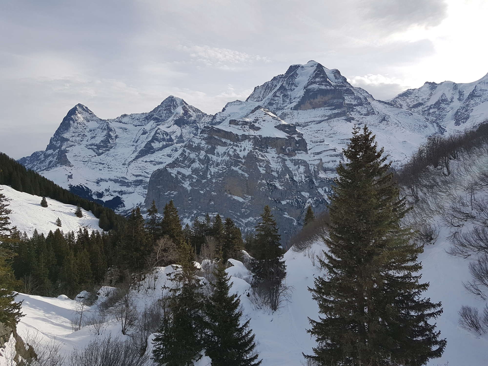 in Lauterbrunnen The Jungfrau peaks of the Eiger, Mönch and Jungfrau