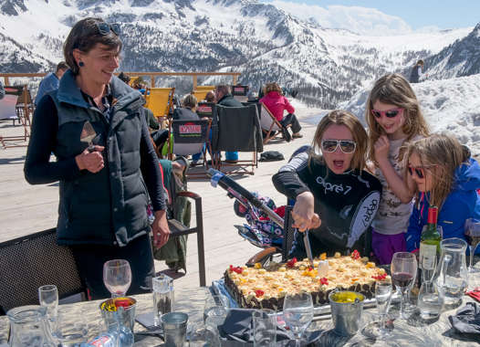 in Montgenèvre Birthday lunch at Les Terrasses in Montgenevre